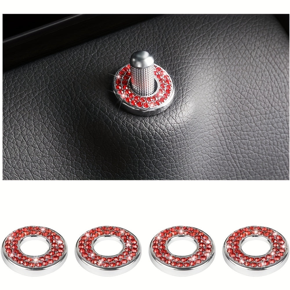 Car Interior Bling Door Lock Cover Stickers Silver Glitter Accessories