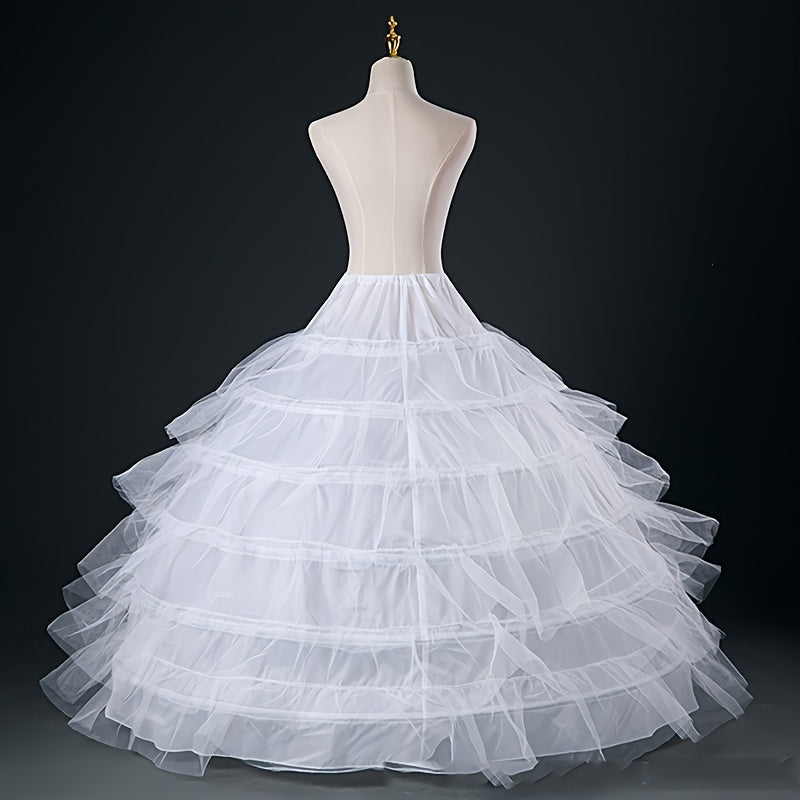 Women's White Crinoline Petticoat for Wedding Gowns and Evening Dresses 6-Hoop Floor Length Underskirt
