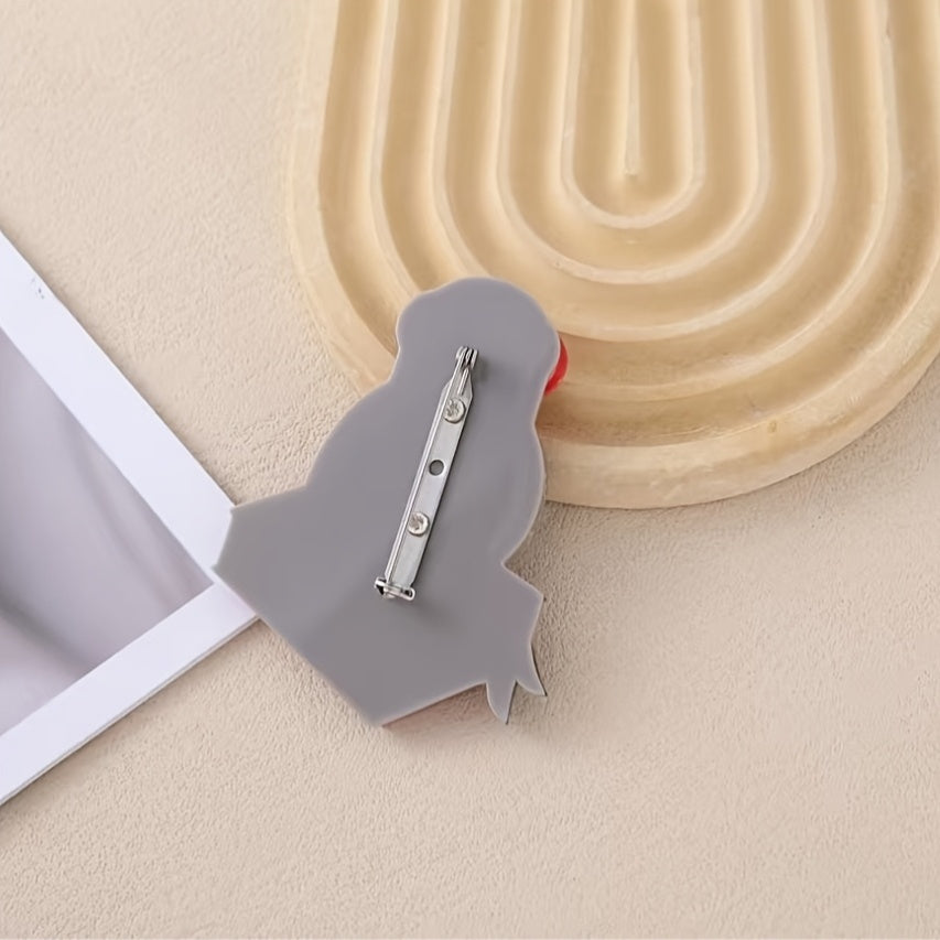 Cute Acrylic Bird Brooch for Women Men Cartoon Book Glasses Retro Pin Accessories