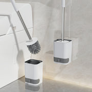 Long-Handle Toilet Brush with Drain Holder, Flexible No-Dead-Corner Design