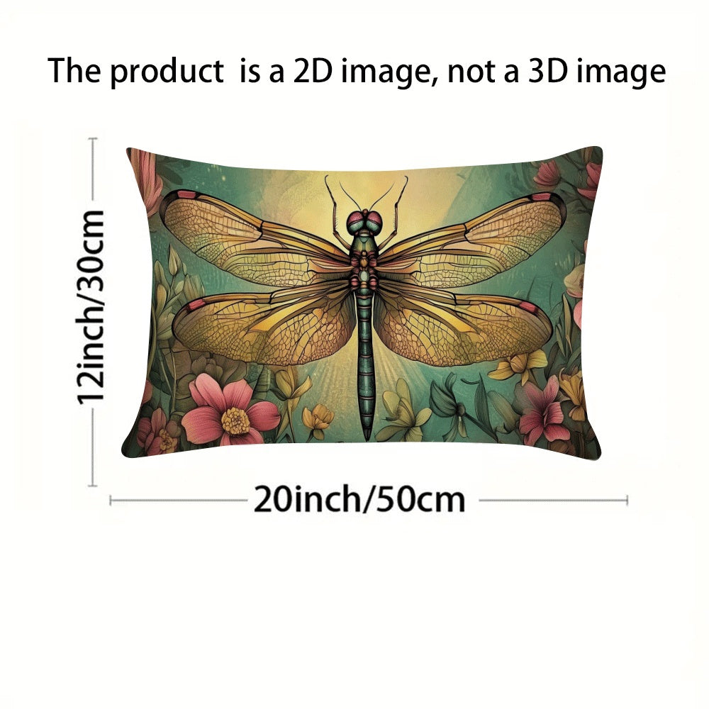 Vintage Dragonfly Flannel Pillow Covers 2-Pack 50.8x30.48 cm Zipper Closure Decorative Cushion Cases for Sofa Bed Car