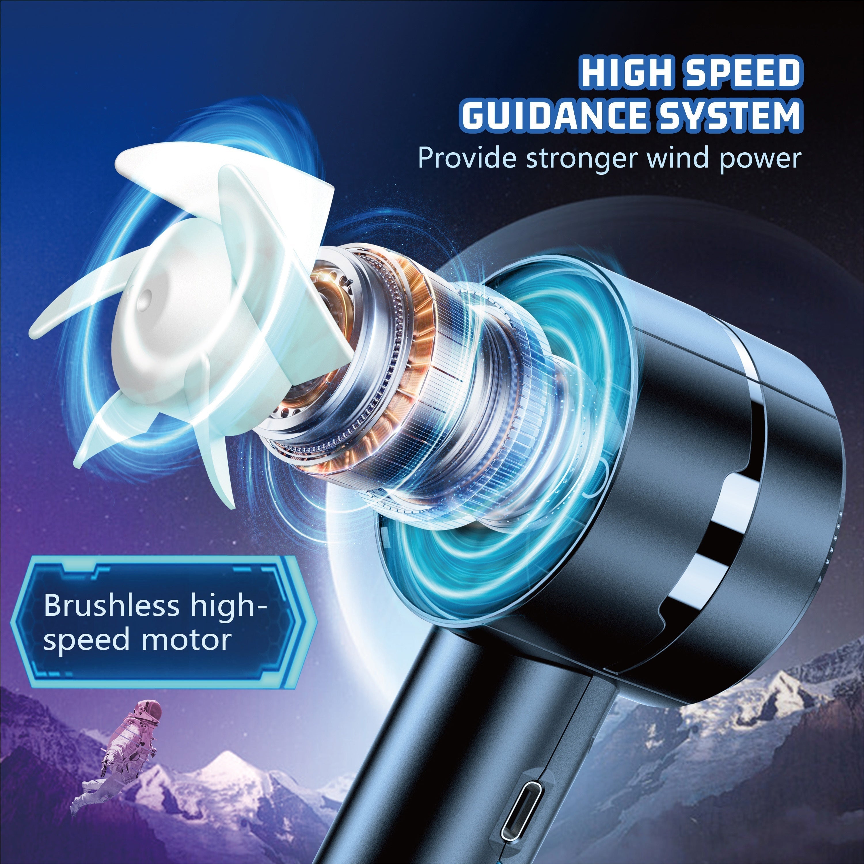 Mini USB Handheld Fan with Turbo Wind 4-Speed Adjustable Portable Cooling