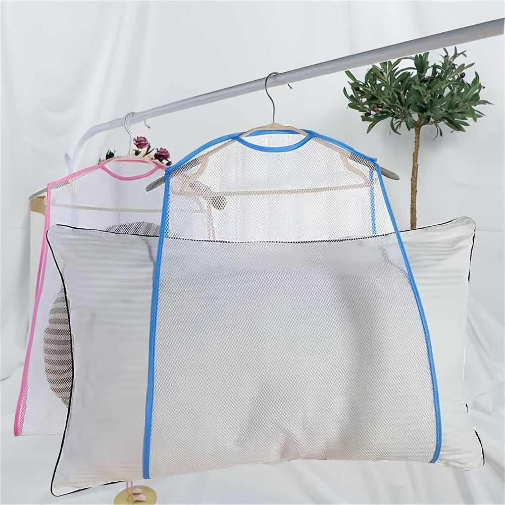 Household Drying Pillow Net Mesh Cushion Storage Bag Blue Pink 47.98x55.98 cm
