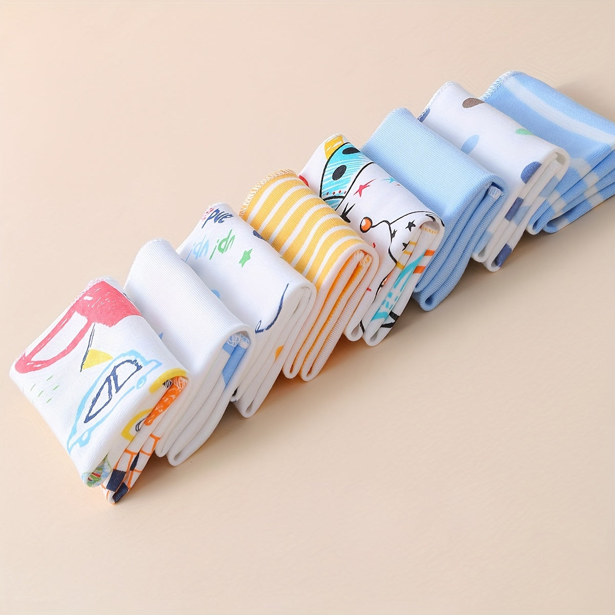 Set of 8 Soft Cotton Baby Bibs for Home Feeding Non Waterproof Multicolor