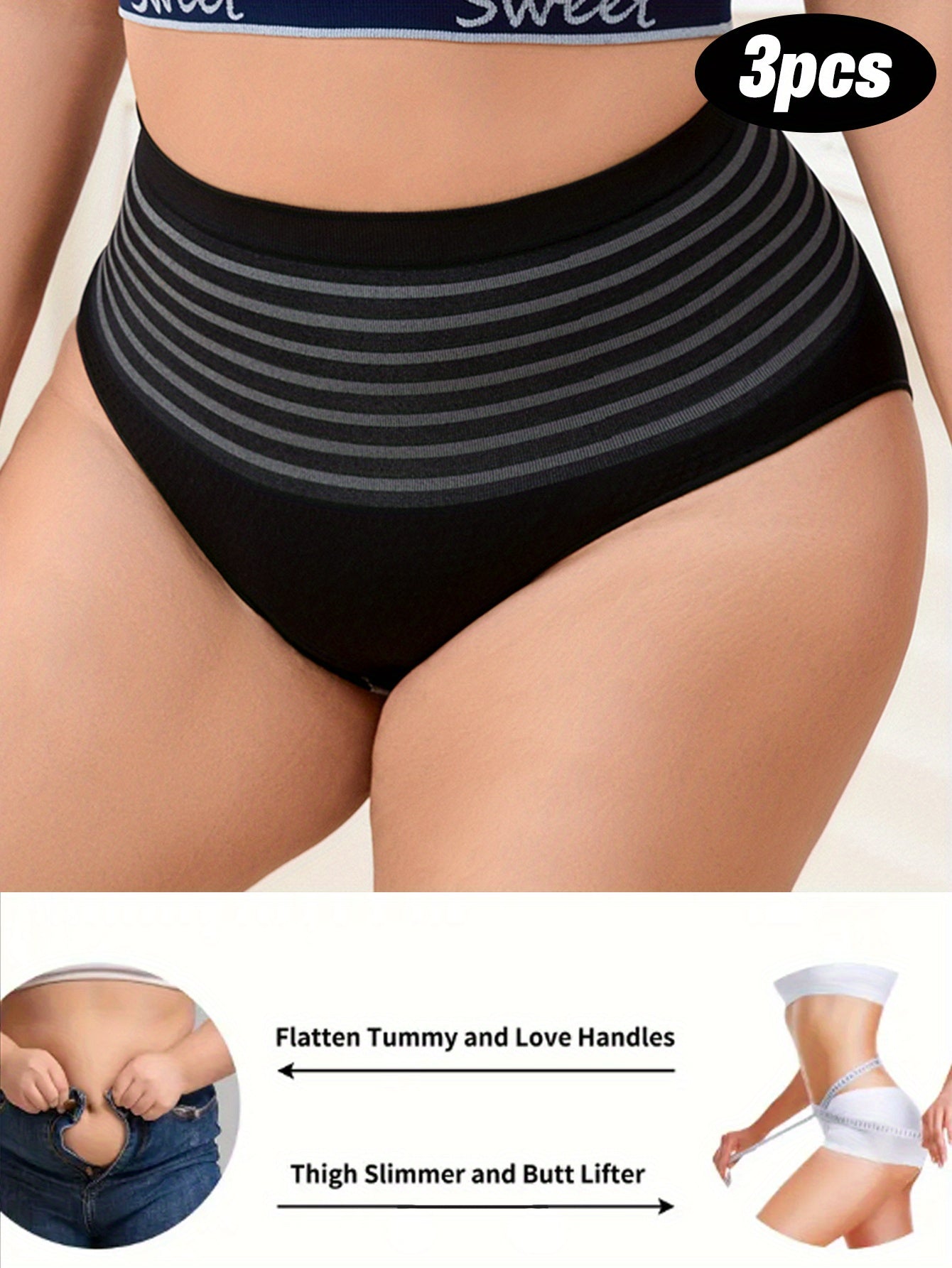 Women's High-Waisted Tummy Control Shaping Underwear Pack Breathable Seamless Panties