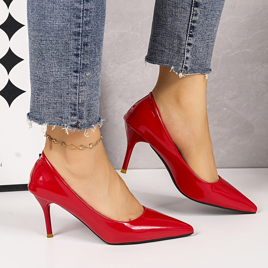 Women Black Pointed Toe High Heels Shoes for Parties Weddings Work