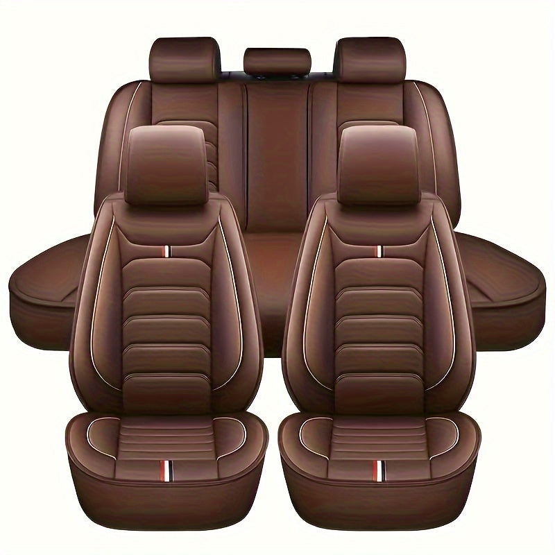5-Seat Waterproof PU Leather Car Seat Cover Set Universal Fit for SUVs All-Season