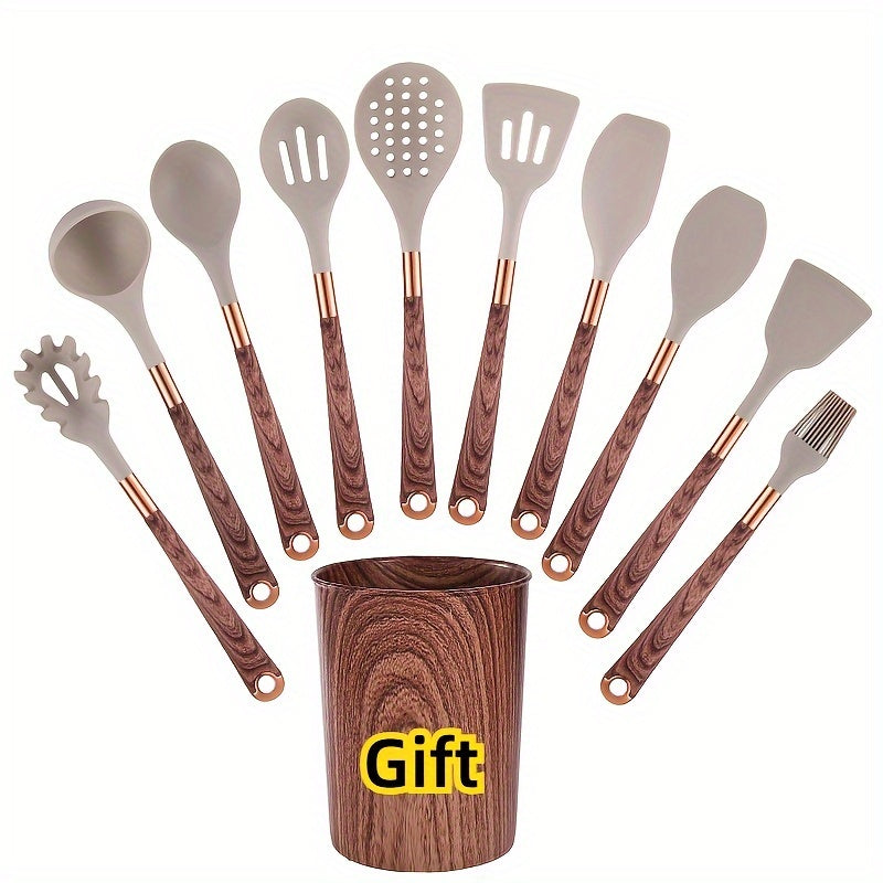 Set of 10 Silicone Kitchen Utensils Non-Stick Food Safe Cooking Tools