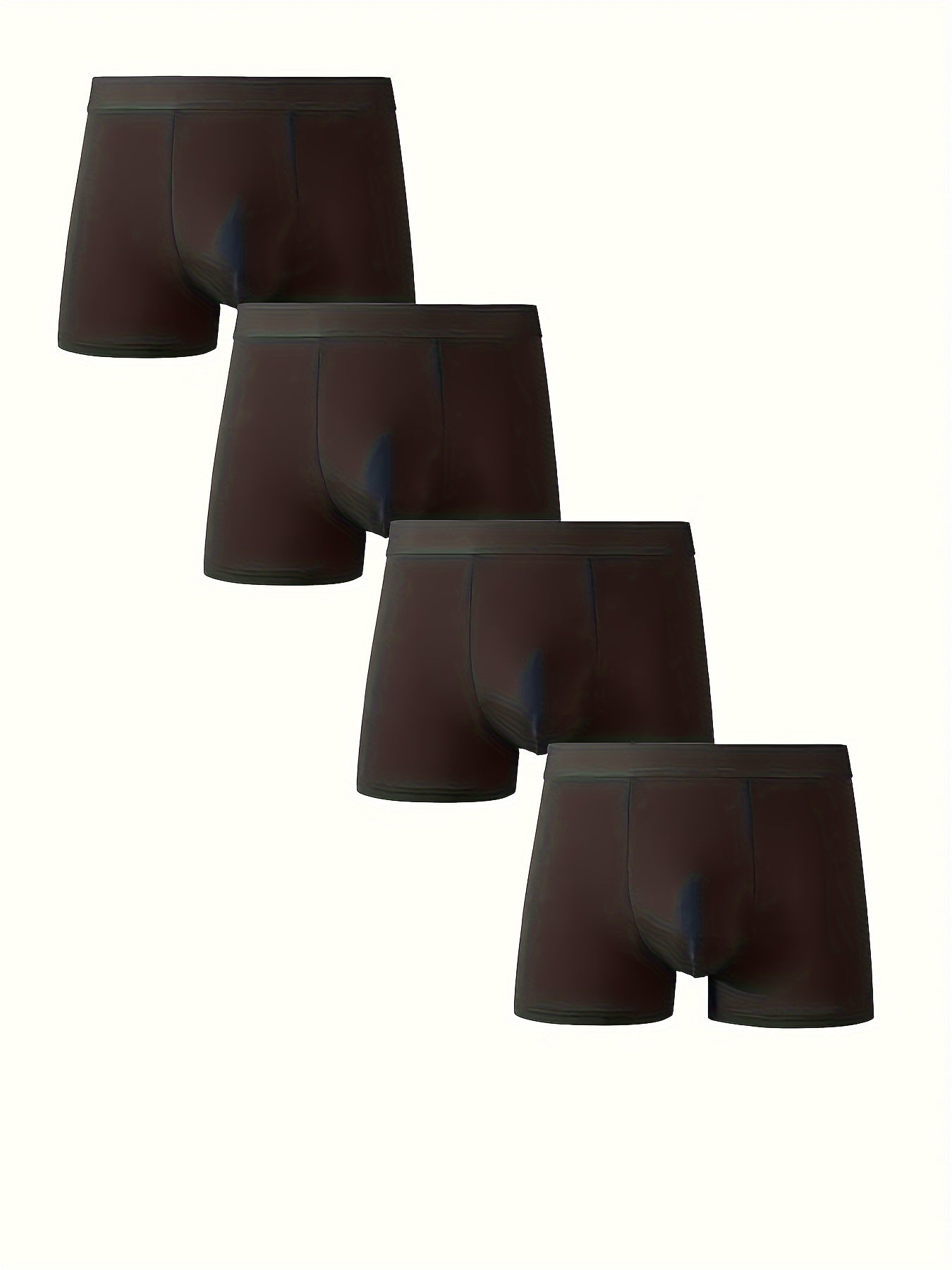 4 ta bir rangli erkaklar uchun boxer shortlari, silliq, cho'ziluvchan, qulay va havo o'tkazuvchi.