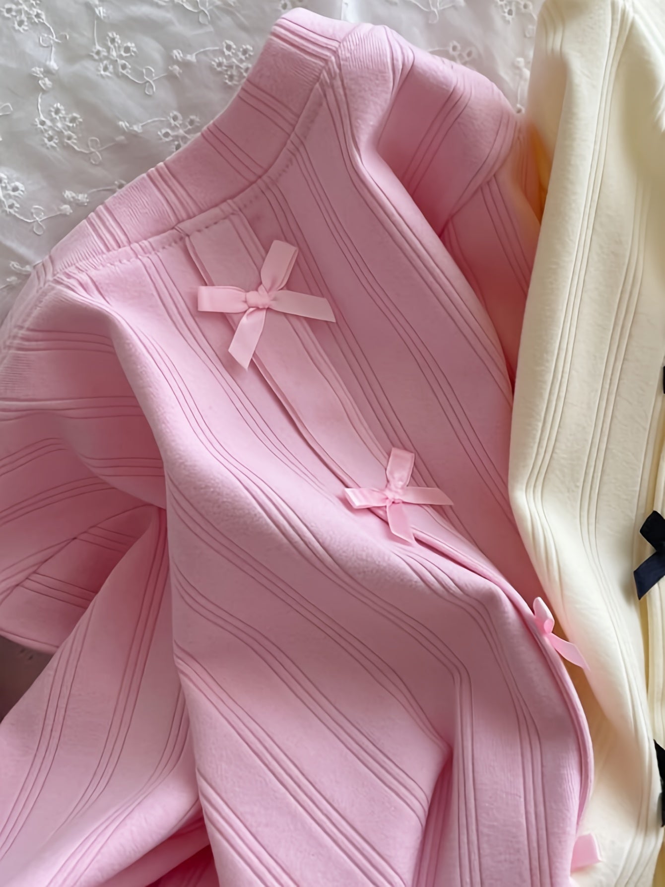 Girls Long Sleeve Knit T-Shirt with Bow Detail for Casual Wear and Outdoor Play