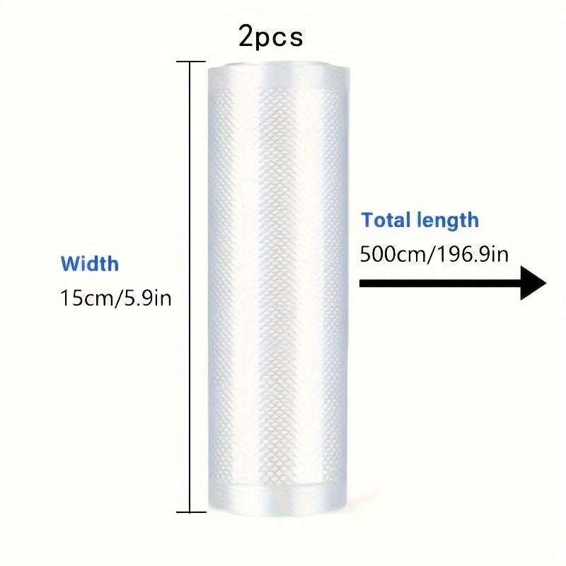 Vacuum Sealing Bags 2 Rolls Food Storage Reusable Airtight Anti-Spill