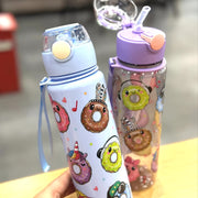 Cute Donut Design Water Bottle 700ml BPA-Free High-Temp Resistant Portable Leak-Proof Outdoor Use
