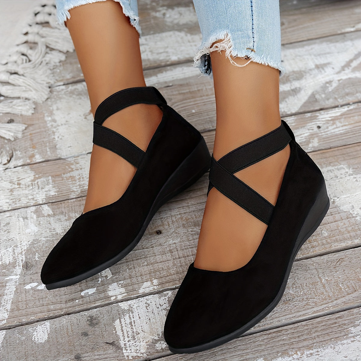 Женские балетки-лодочки на платформе с однотонным цветом, дышащий флис, универсальные для всех сезонов