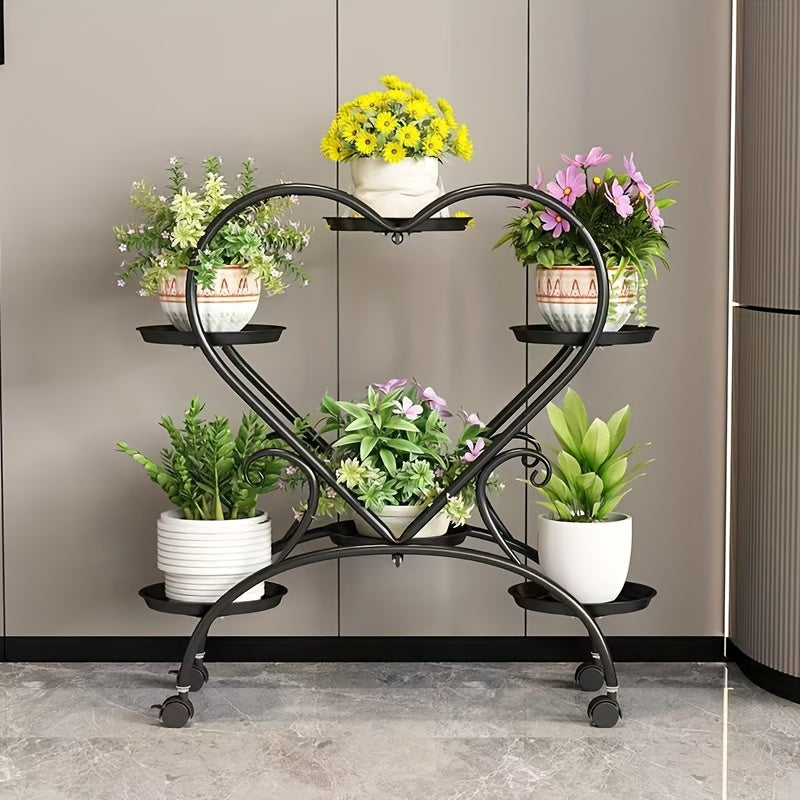 Heart-Shaped Metal Plant Stand Multi-Level Indoor Outdoor Floral Display