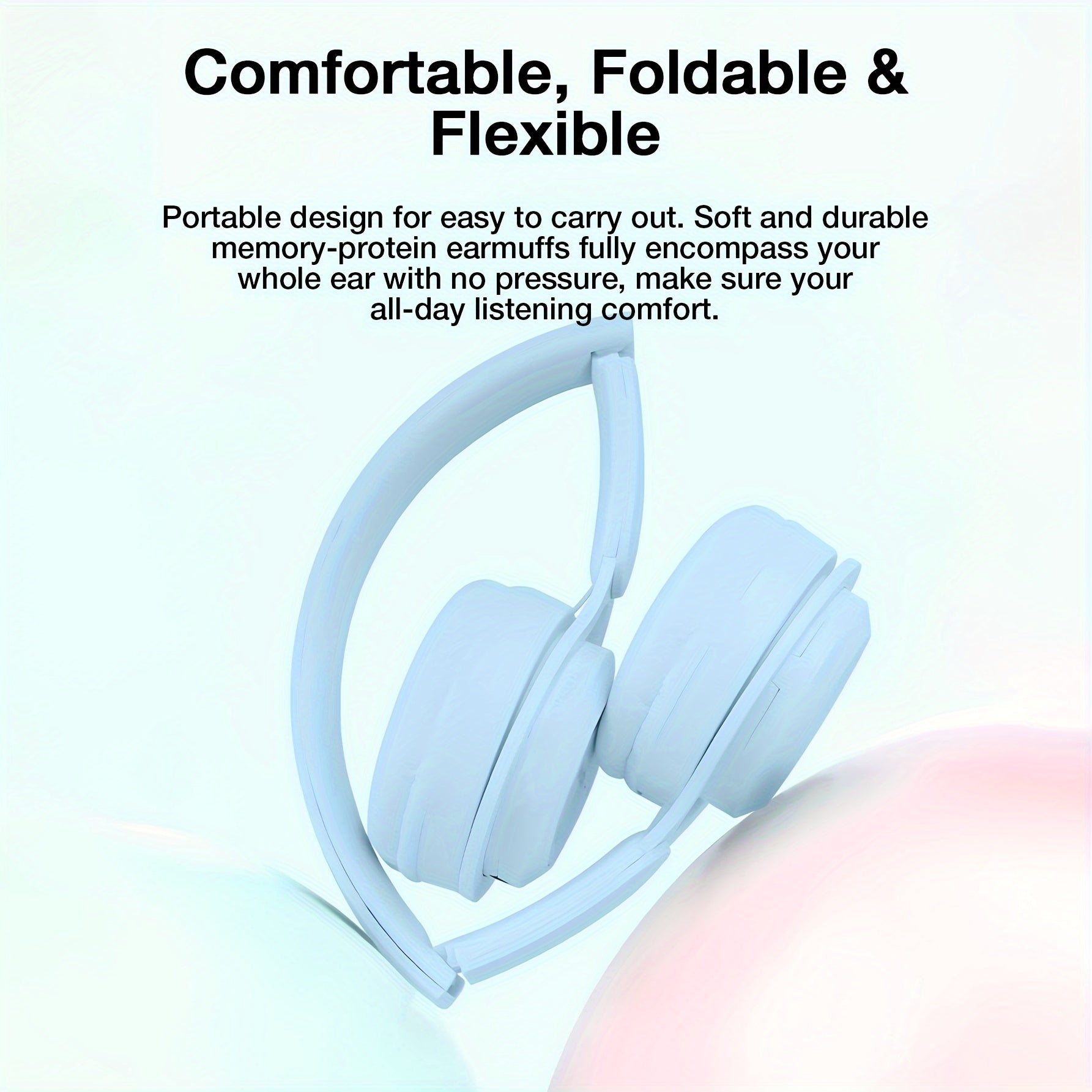 Auriculares inalámbricos sobre la oreja con 20 horas de duración de la batería, plegables, cómodos para viajar, hogar, oficina, niños, adolescentes, adultos