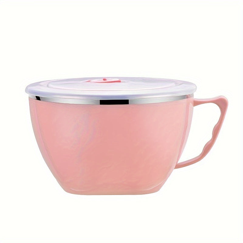 Stainless Steel Noodle Bowl with Lid and Handle for Rice Soup and Noodles