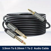 3.5mm to 6.35mm Audio Cable Male to Male High-Fidelity Sound for PC Phone Guitar Microphone Amplifier