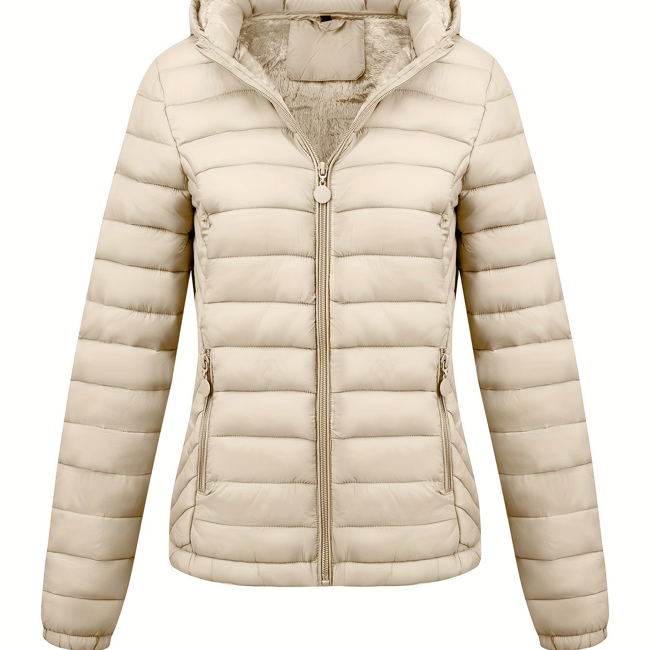 Women's Hooded Coat Lightweight Waterproof Casual Autumn Winter Puffer with Pockets