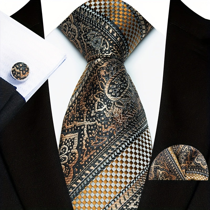 Men's Fashion Accessories Set Tie Handkerchief Cufflinks for Gifting