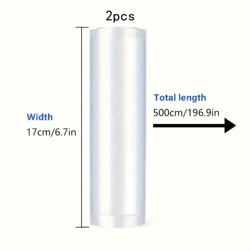 Vacuum Sealing Bags 2 Rolls Food Storage Reusable Airtight Anti-Spill