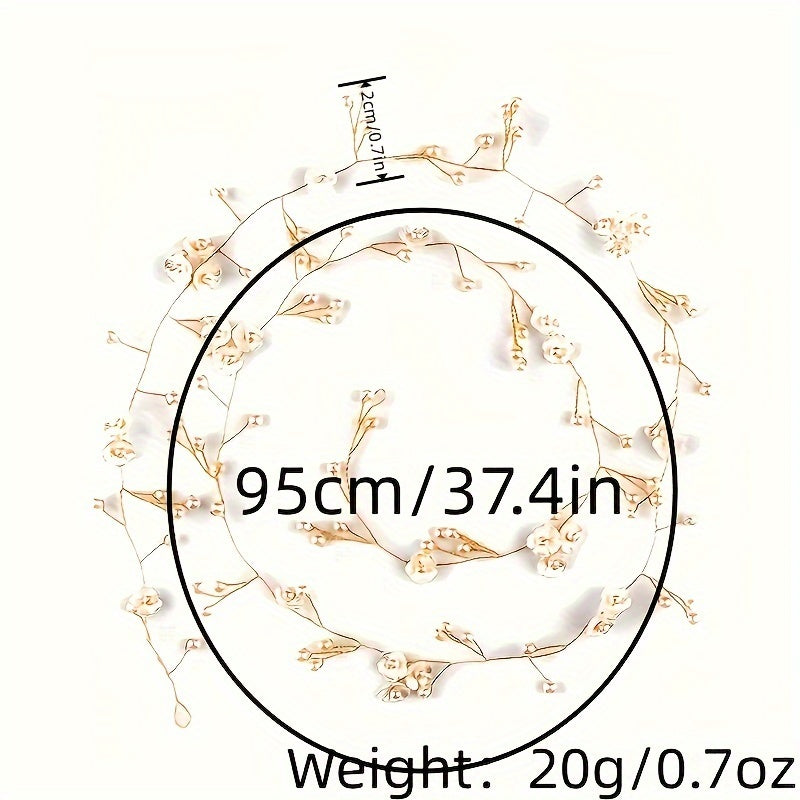 Nikoh uchun qo'lda tayyorlangan marjonli gulli boshband