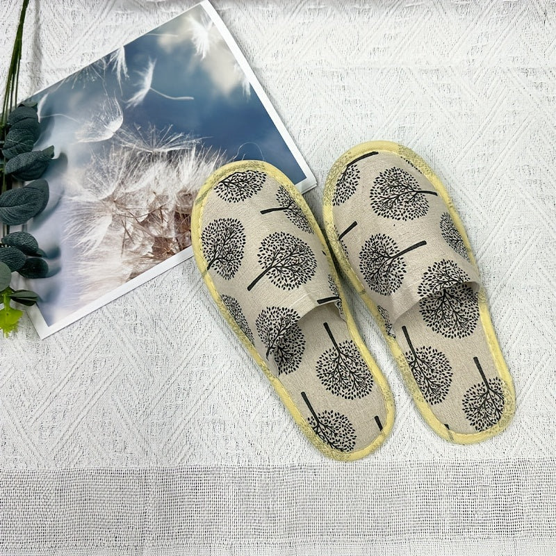 8 Pairs Women's Linen Home Slippers Gray White EVA Soles All Seasons