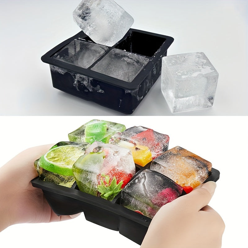 Large Silicone Ice Cube Tray With Lid Square Ice Molds Big Block Stackable