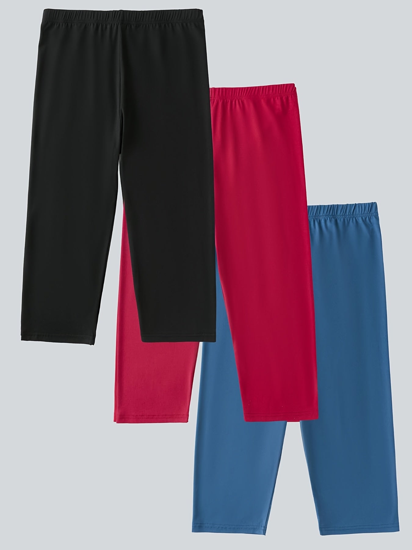 Pack de 3 leggings capri de cintura alta para mujer talla grande, cómodos y elásticos para verano