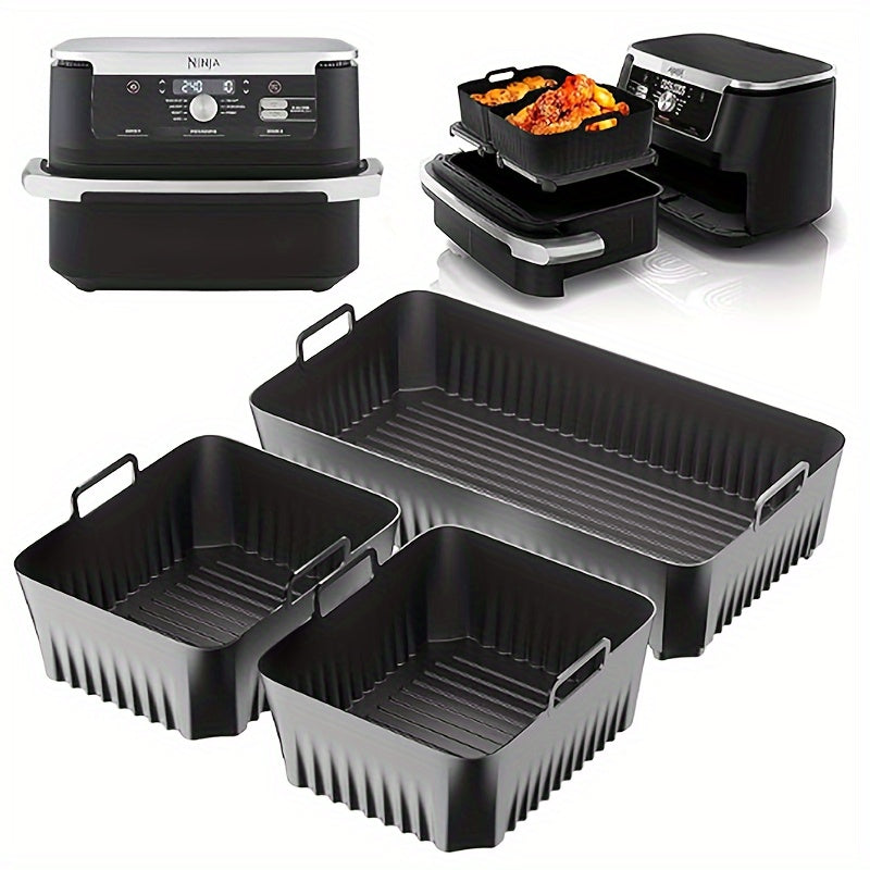 3-Piece Non-Stick Silicone Air Fryer Liners Set Reusable Food-Safe Kitchen Accessories