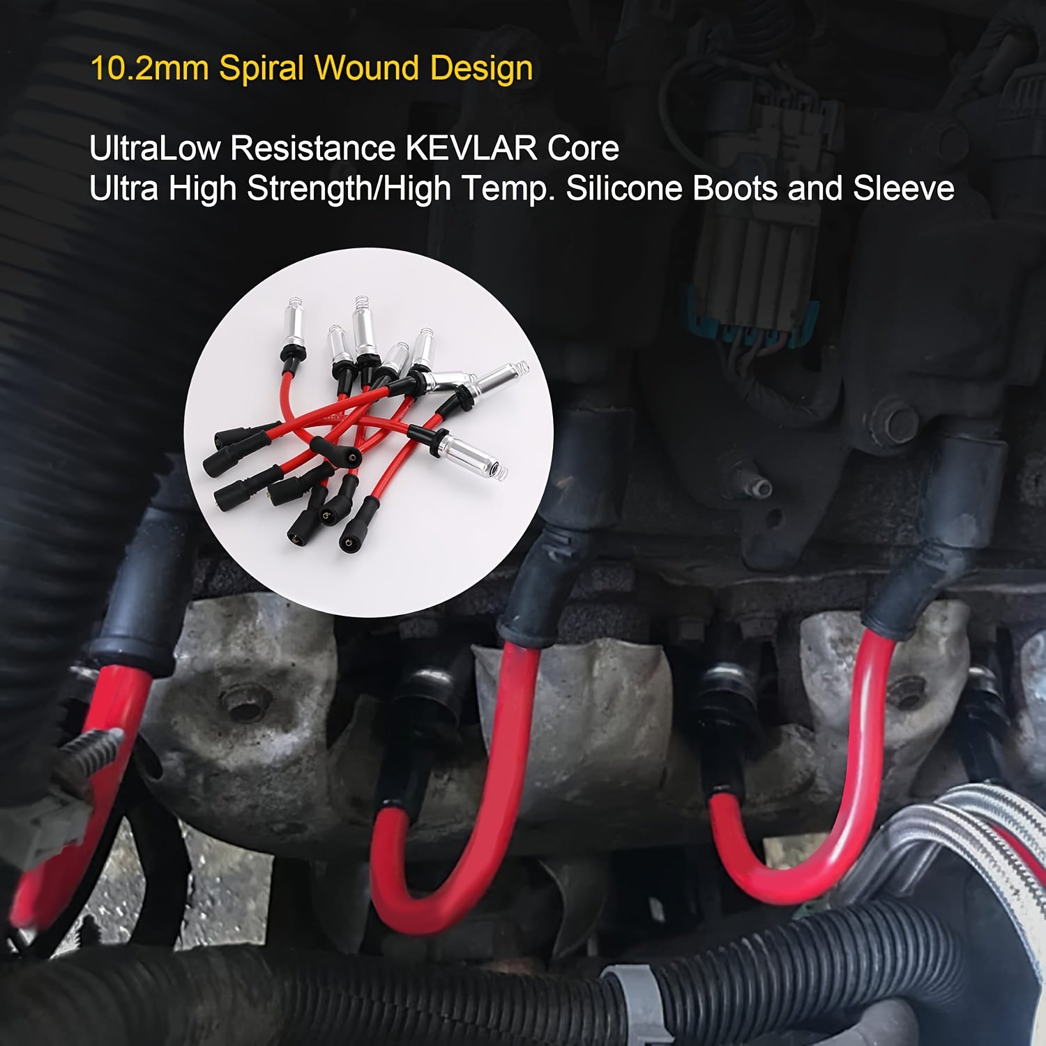 High Performance Spark Plug Wires Set for Chevy GMC Isuzu 4.8L 5.3L 6.2L