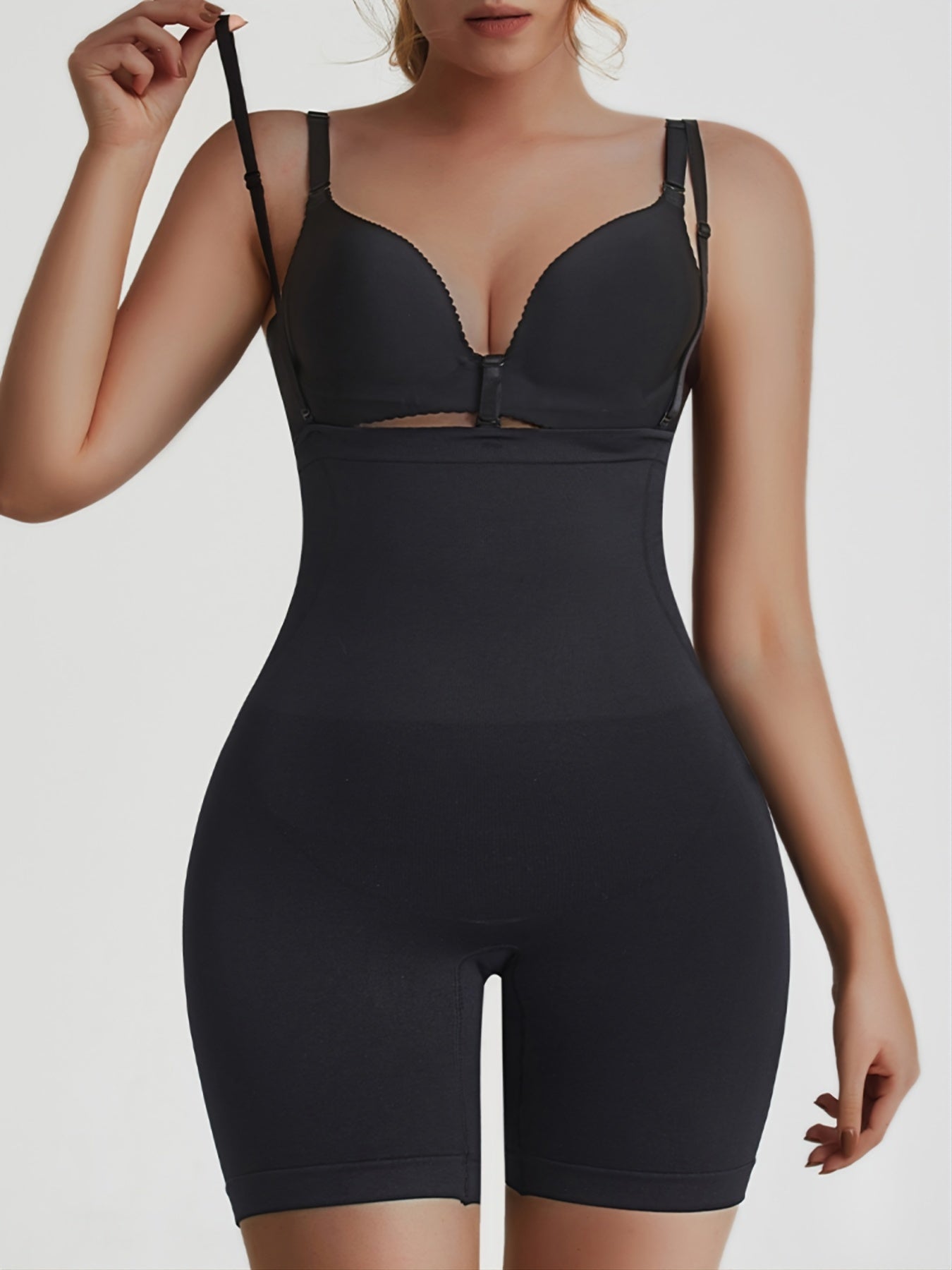 Pantalones de control de cintura alta para levantar glúteos, transpirables, moldeadores de abdomen, color sólido, nylon