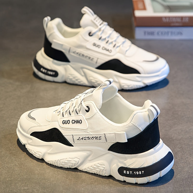 Men's Casual Chunky Sneakers with Soft Foam Sole Non-Slip Lace-Up Outdoor Shoes