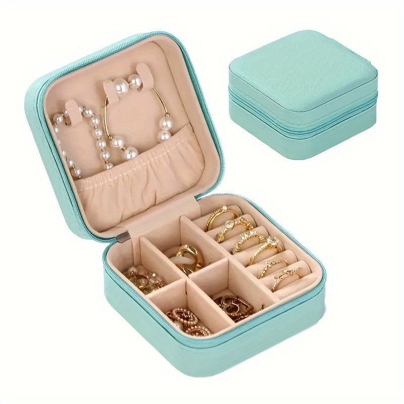 Caja de almacenamiento portátil para joyas para anillos, collares y pendientes, organizador de viaje