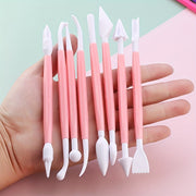 Set of 8 Fondant Cake Decorating Tools with 16 Patterns for Baking and Crafting
