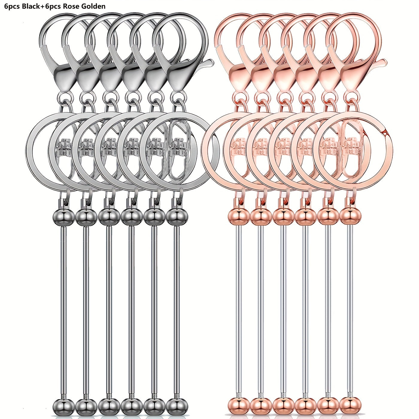 Set de 12 barras de llavero con cuentas para hacer joyería DIY, cuentas en blanco de oro