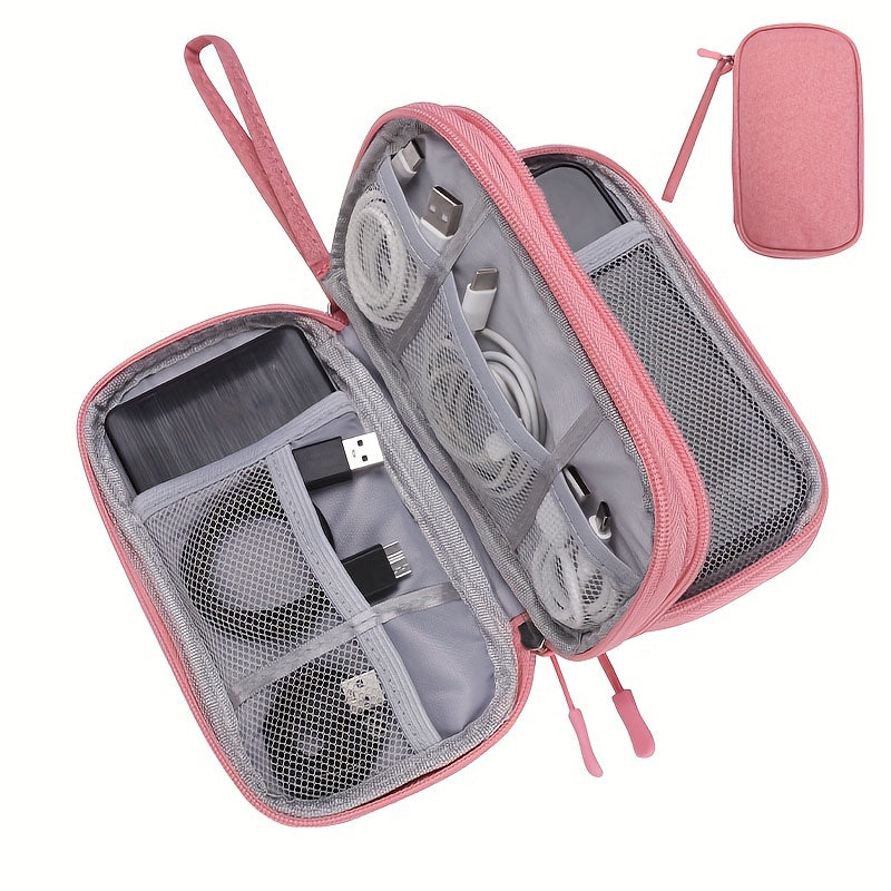 Bolsa portátil organizadora de cables con cremallera para cargadores y auriculares
