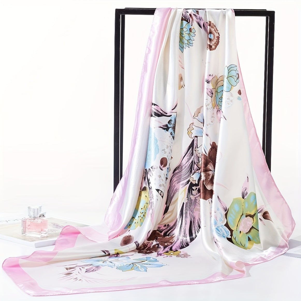 Women's Polyester Floral Print Square Scarf Lightweight Sun Protection Classic Style