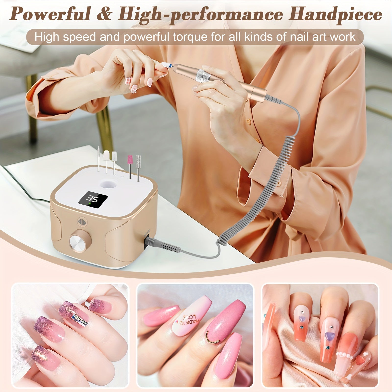 Electric Nail Drill Machine with LED Display 11 Drill Bits for Nail Art Pedicure and Nail Removal