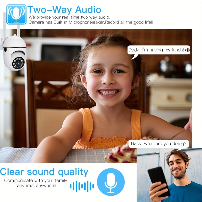 Wireless HD Security Camera with 1080P Night Vision AI Motion Detection 355° Intercom Indoor Outdoor