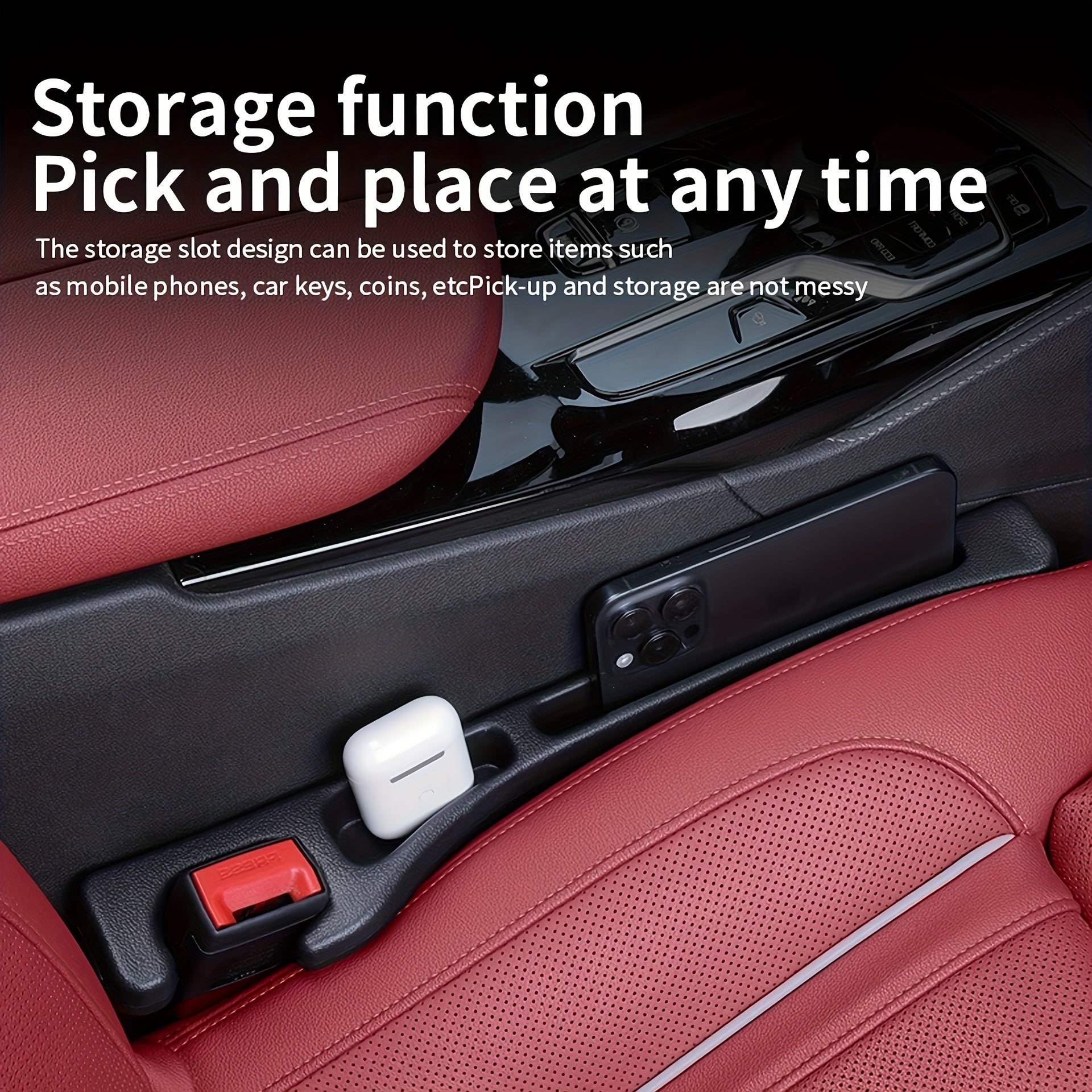 2PCS Car Seat Gap Filler Strip Organizer Storage Box Multi-Functional Tidy