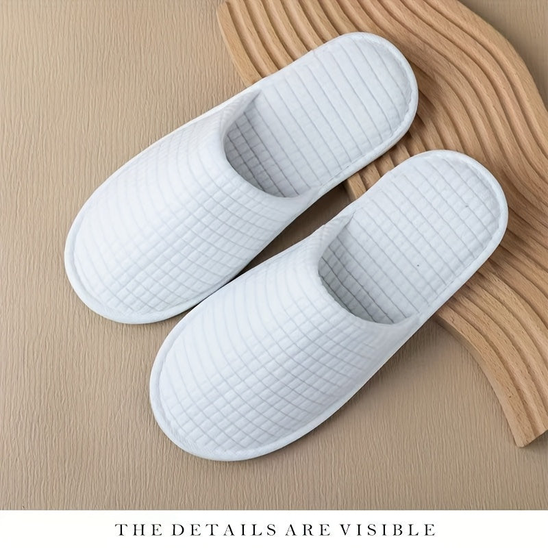 Unisex Checkered Slip-On Slippers White Gray Indoor Outdoor Washable