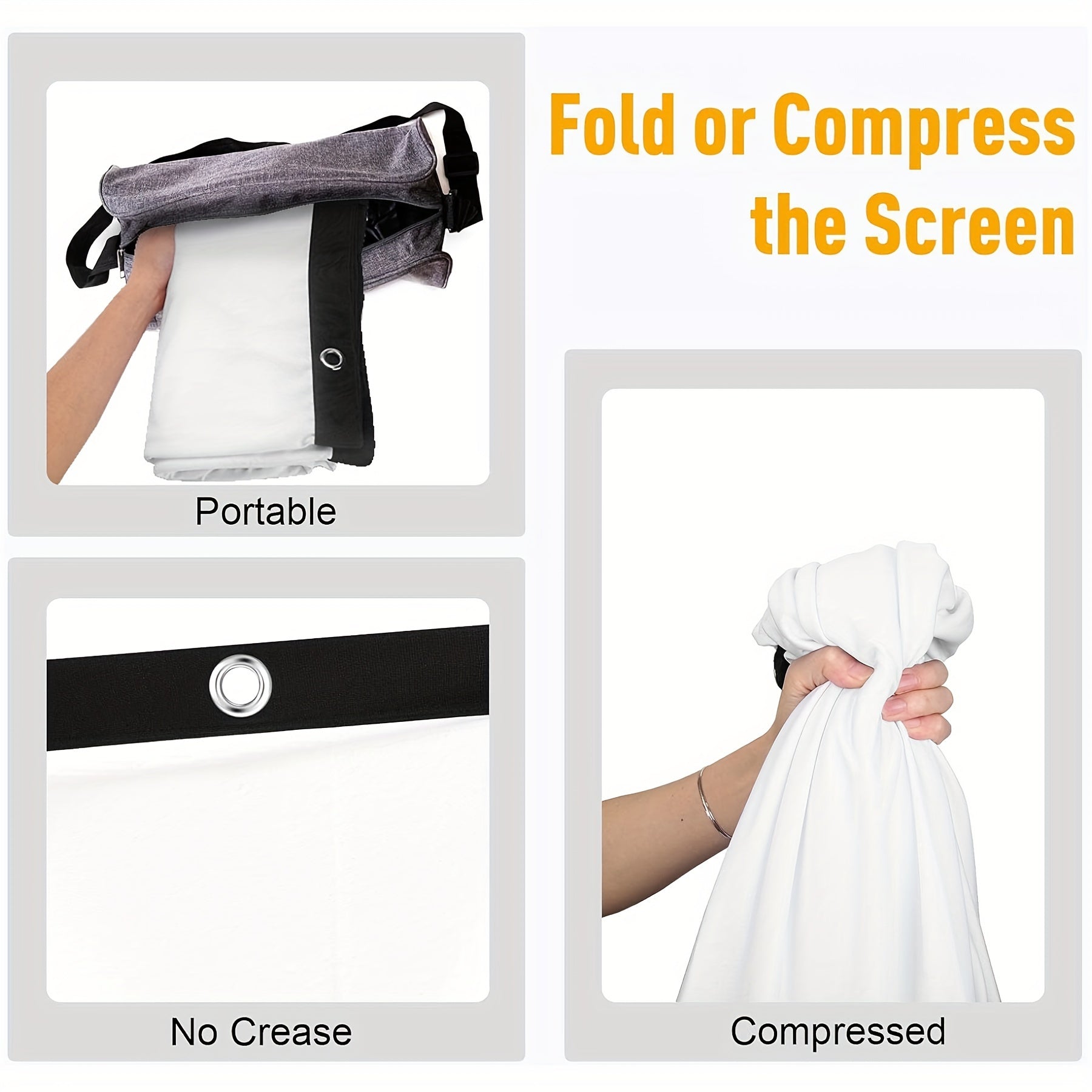 152.4cm Bukiladigan loyihali ekran 16:9 HD 4K Polyester ichki va tashqi