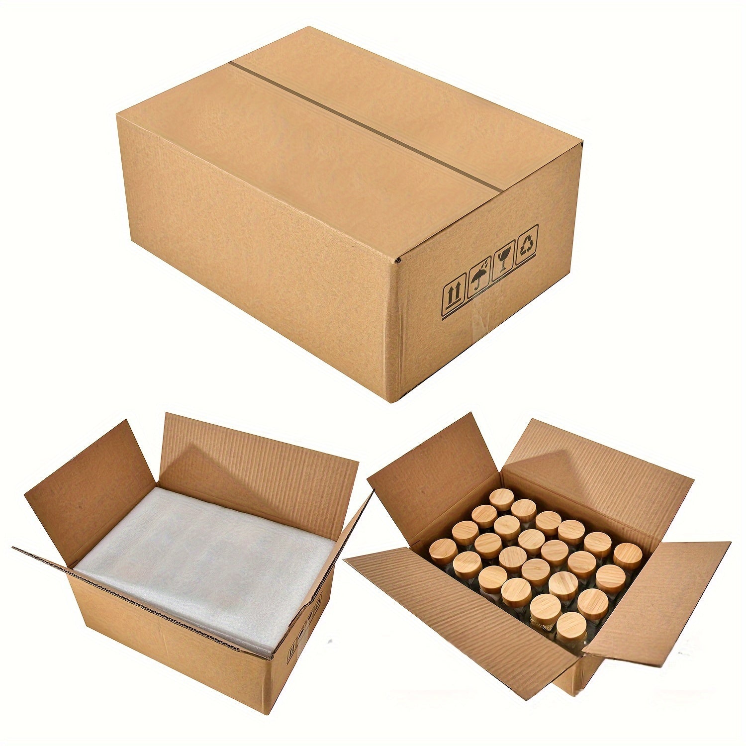 6/12 Glass Spice Jars with Wooden Lids and Aluminum Caps for Kitchen Storage