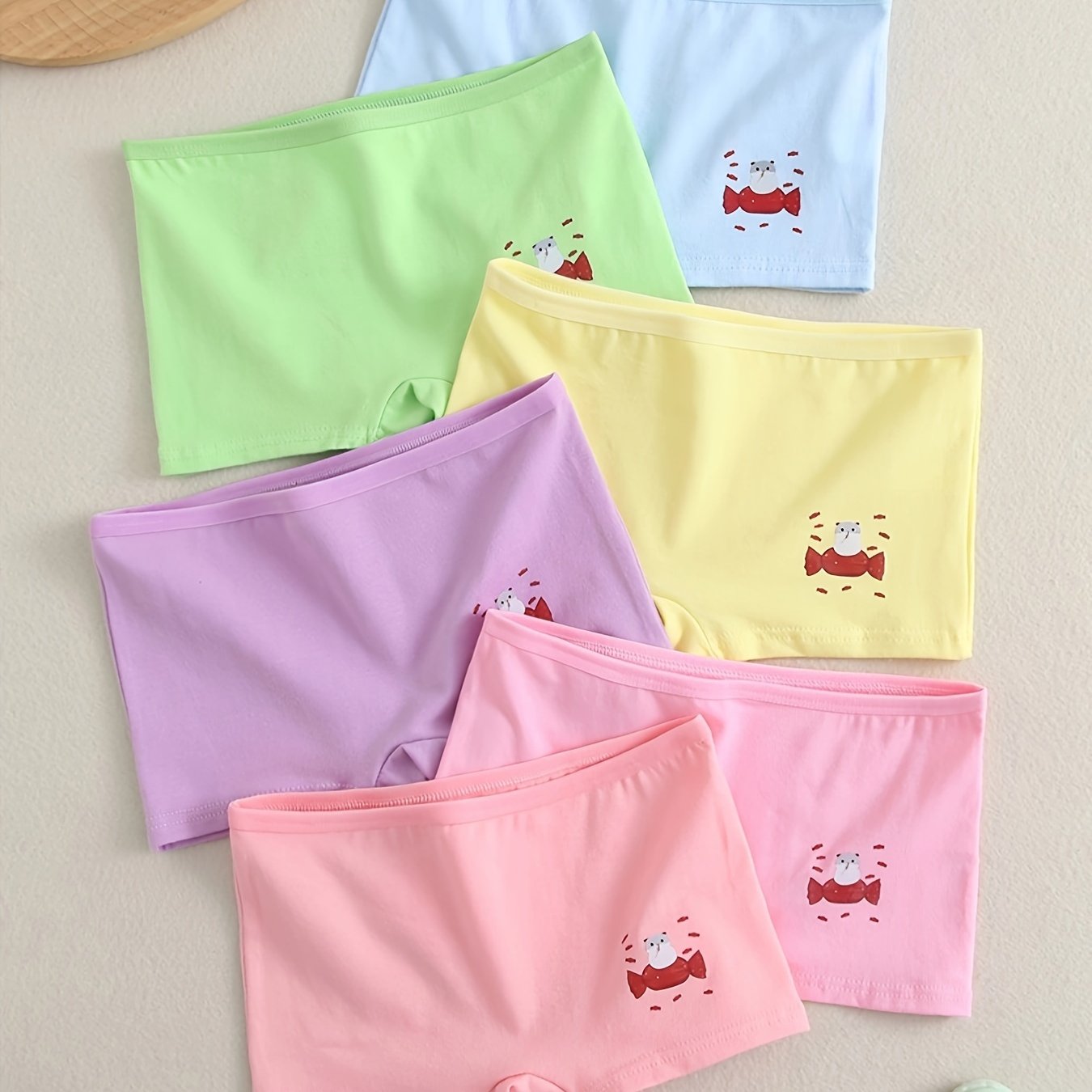 Girls' Boyshorts Set of 6 Cotton Breathable Casual Underwear for Kids
