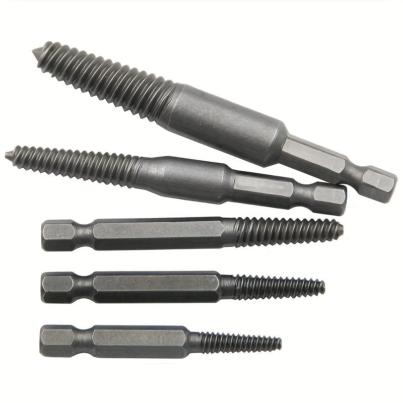 5Pcs Heavy-Duty Screw Extractor Set for Broken and Stripped Screws