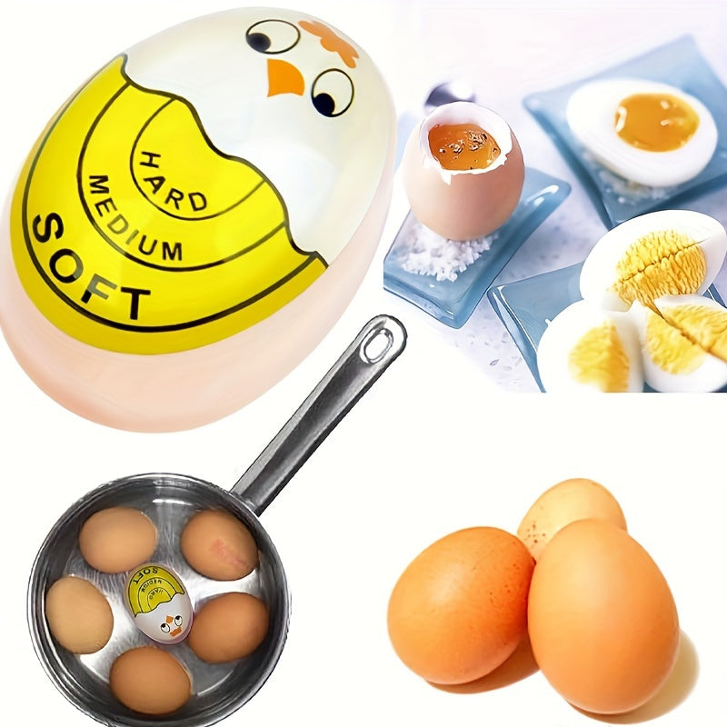Red and Yellow Color-Changing Egg Timer and Boiled Egg Holder for Soft and Hard Boiled Eggs