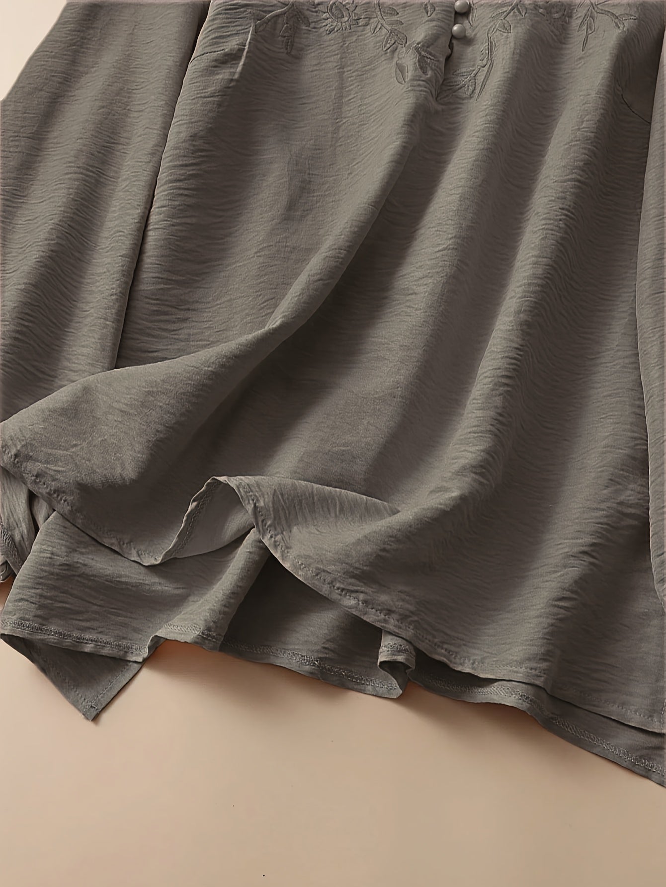 Floral Embroidered Long Sleeve Shirt for Women Made of Polyester and Spandex