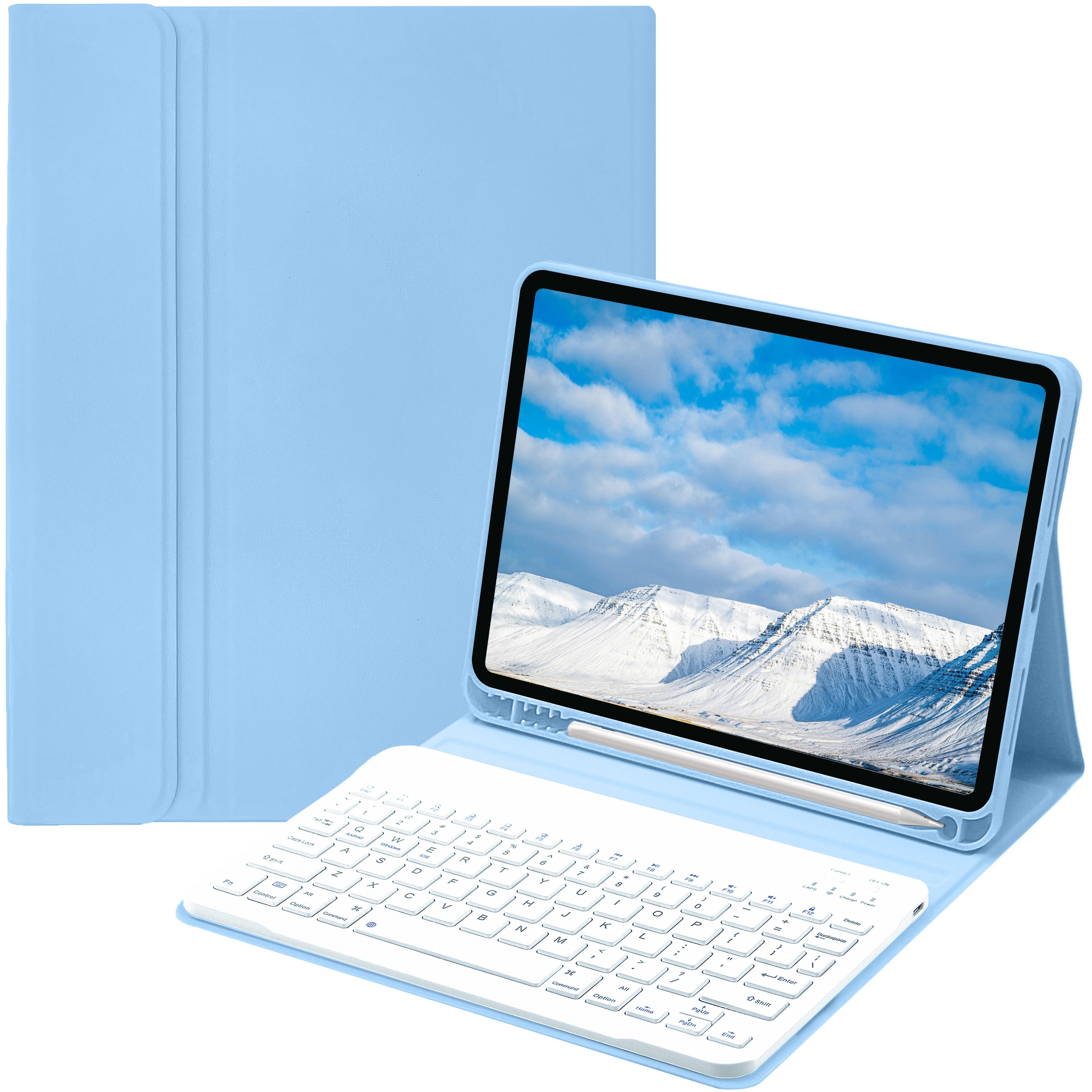 Funda con teclado para iPad Air 1-5, 5ª-10ª generación, Pro 11/12.9 pulgadas con teclado inalámbrico desmontable y soporte para lápiz