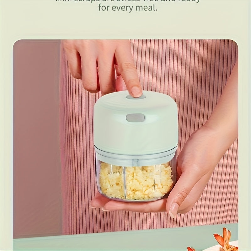 Portable Electric Food Chopper 3.38oz USB Rechargeable Mini Garlic Masher Vegetable Crusher