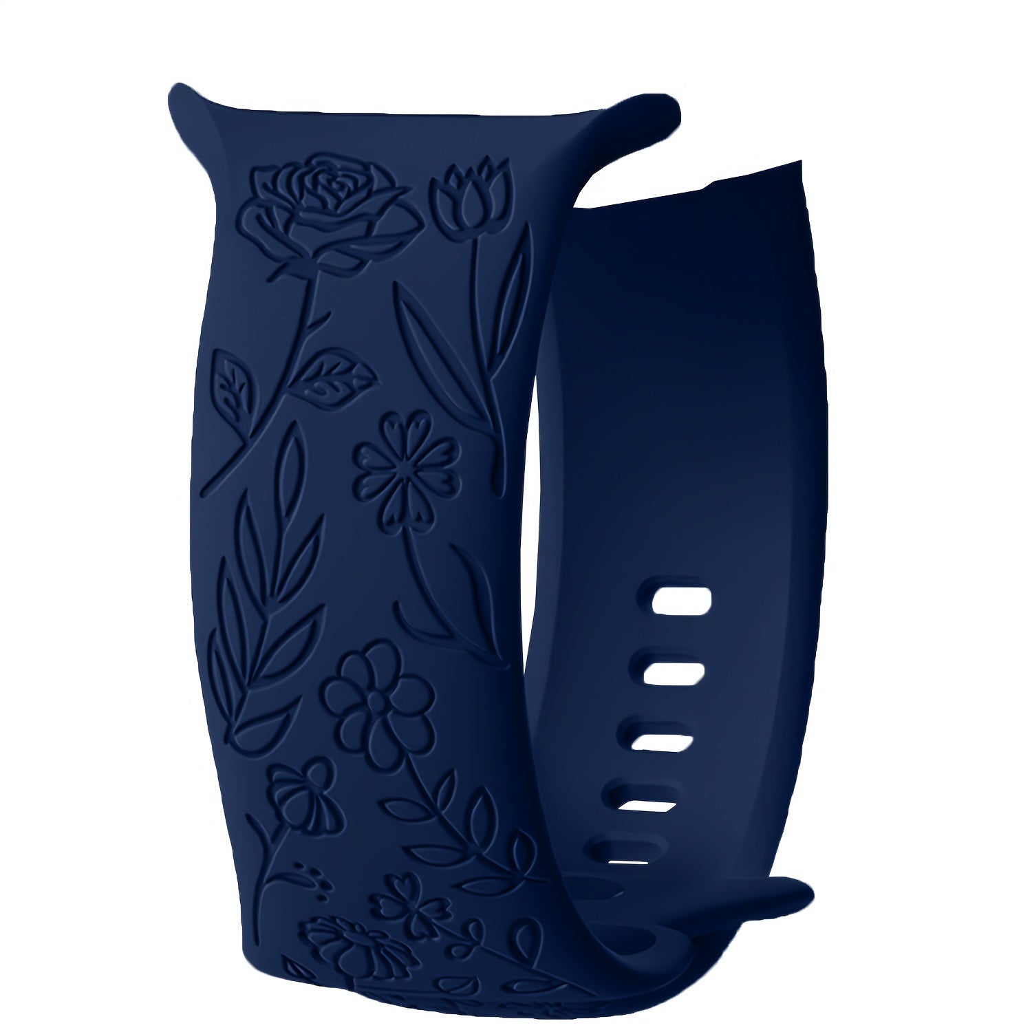 Застежка с гравировкой в виде цветка розы для iWatch: Совместима с различными моделями - Мягкий силикон, водоотталкивающий, батарея не включена.